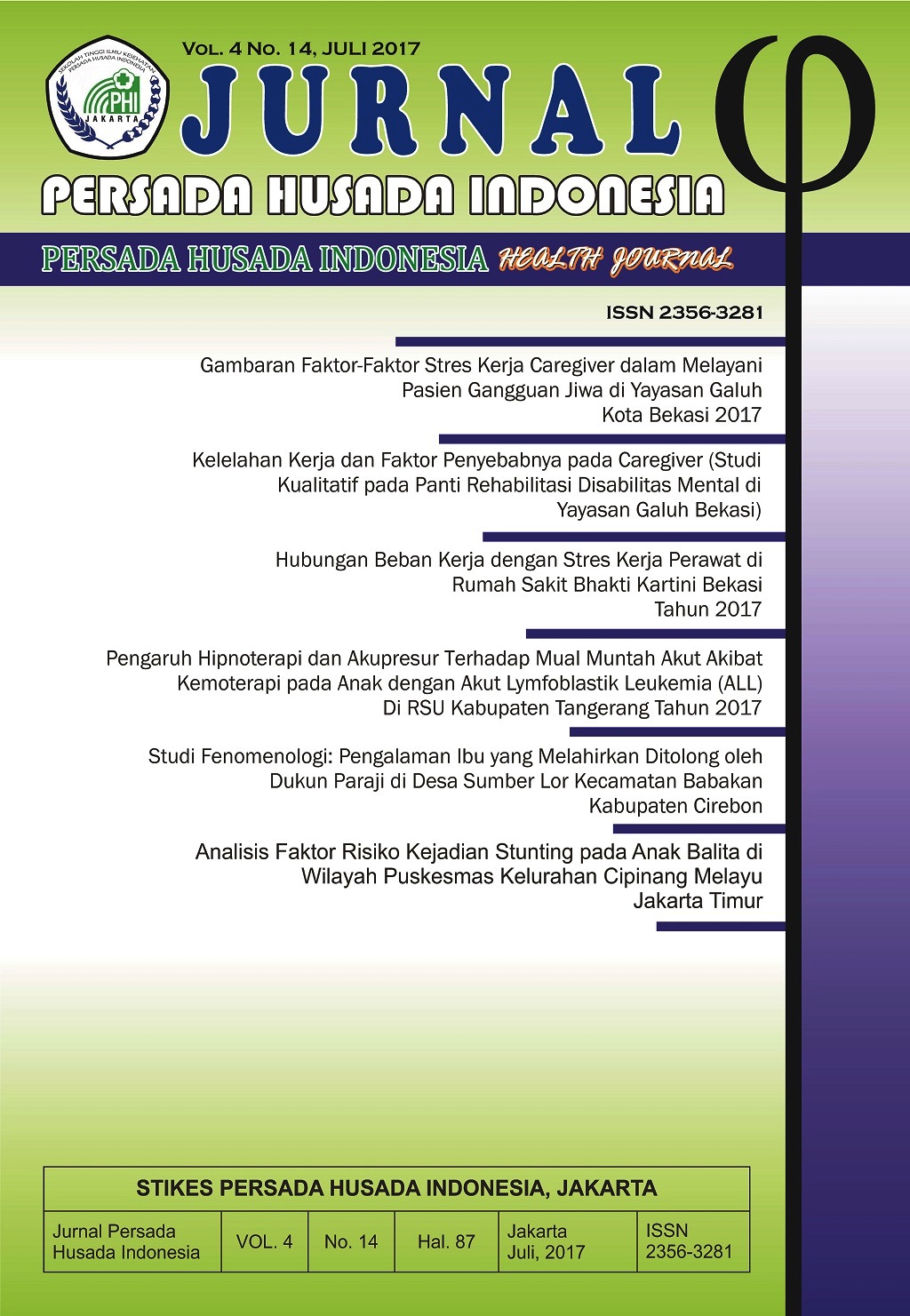 Jurnal Persada Husada Indonesia Vol.4 No. 14