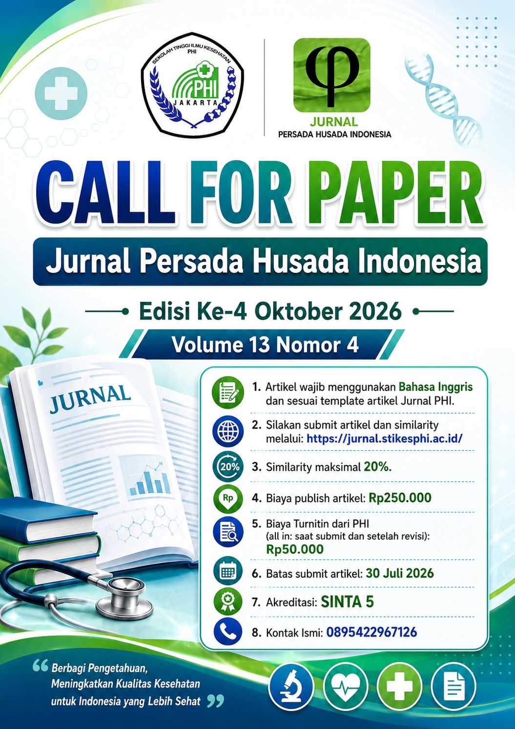 Call for Papers Jurnal Persada Husada Indonesia Volume 13 Issue 4 October 2026
